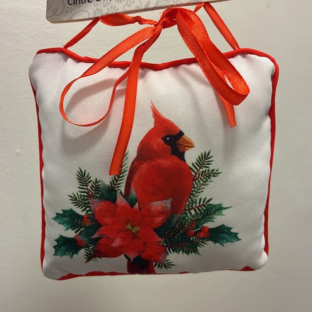 NWT- Cardinal Plush Door Hanger with Poinsetta
